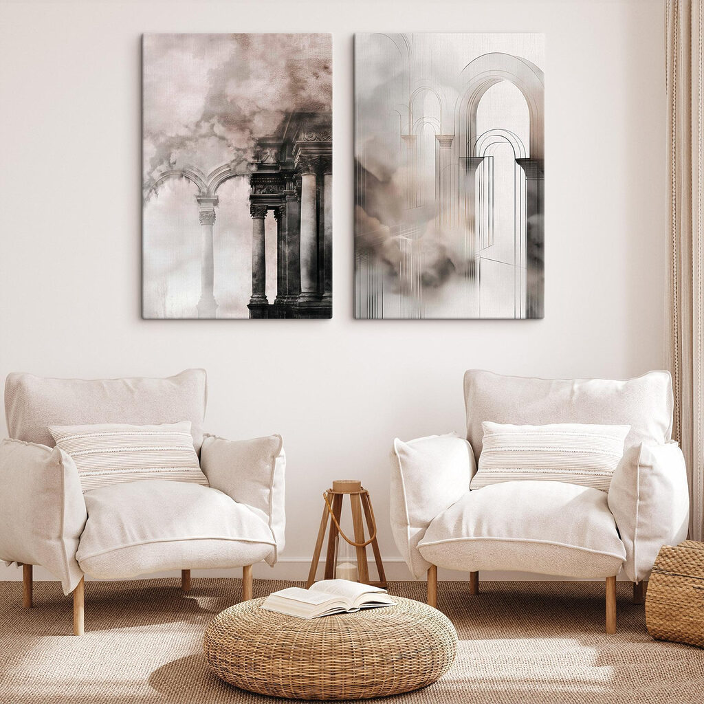 Arcos entre nubes en un interior
