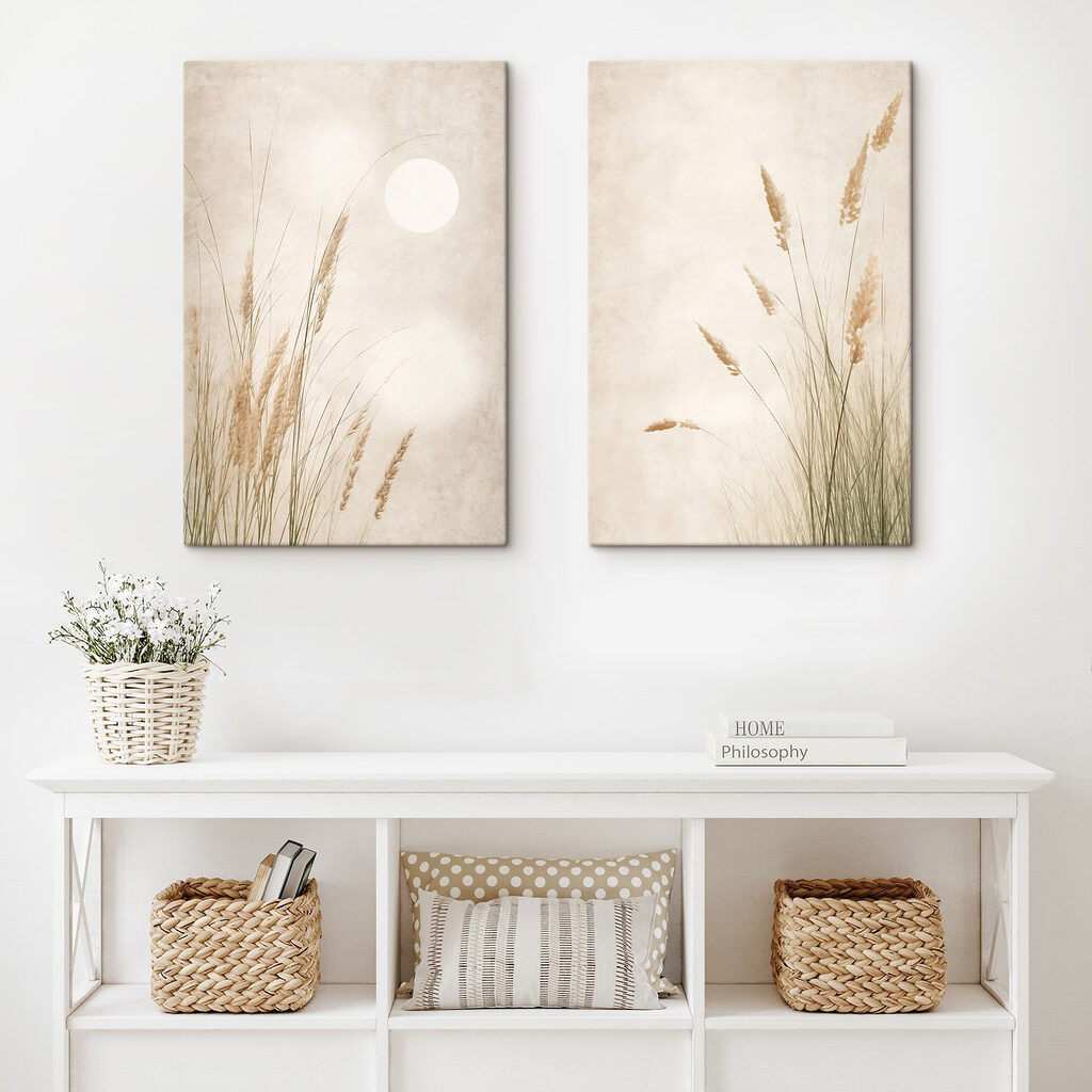 Gramíneas al sol pálido en un interior