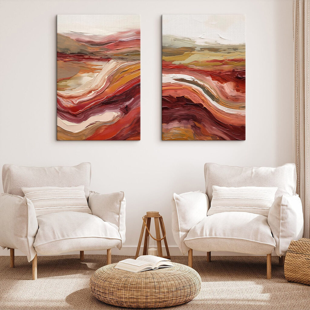 Río de capas pintadas en un interior