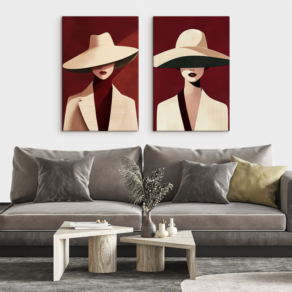 Sombreros de ala ancha en un interior