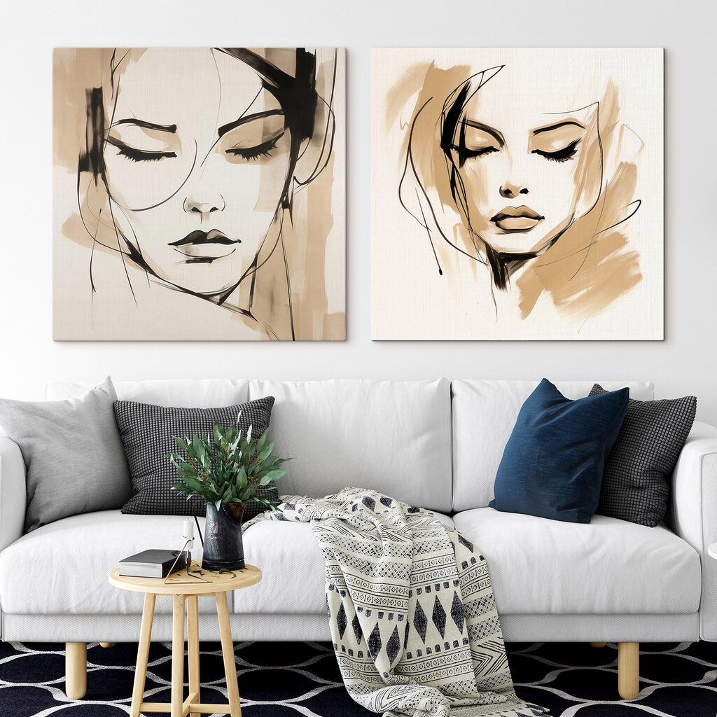 Ojos cerrados en boceto en un interior