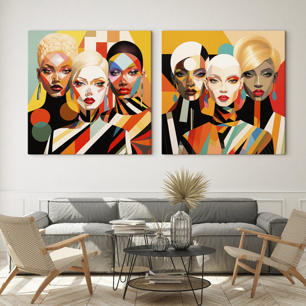 Retratos llenos de color en un interior