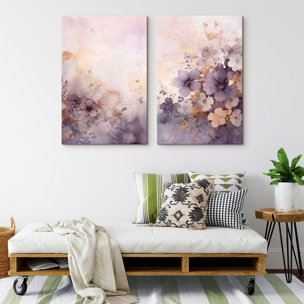 Flores entre la bruma en un interior