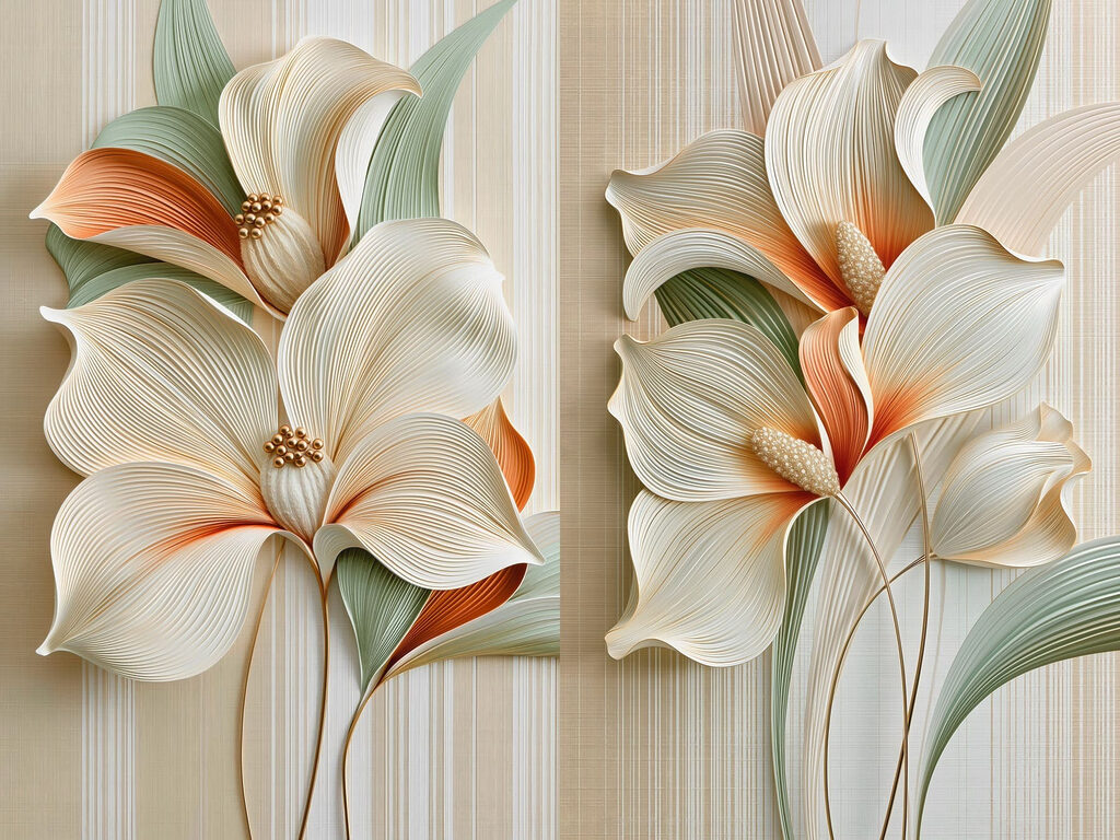 Flores blancas con nervios — diseño completo