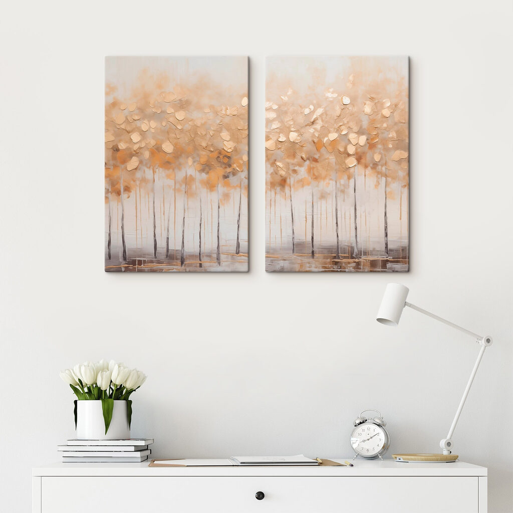 Árboles de otoño en un interior