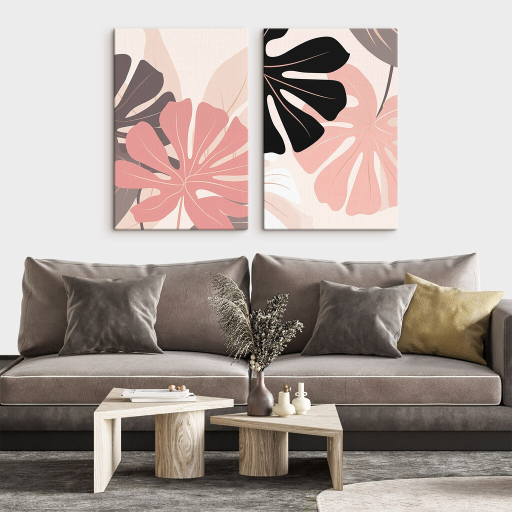 Hojas elegantes en un interior