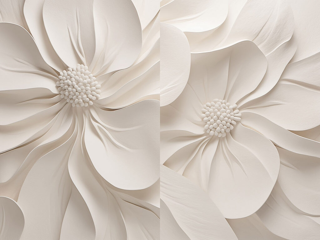 Flor blanca en relieve — diseño completo