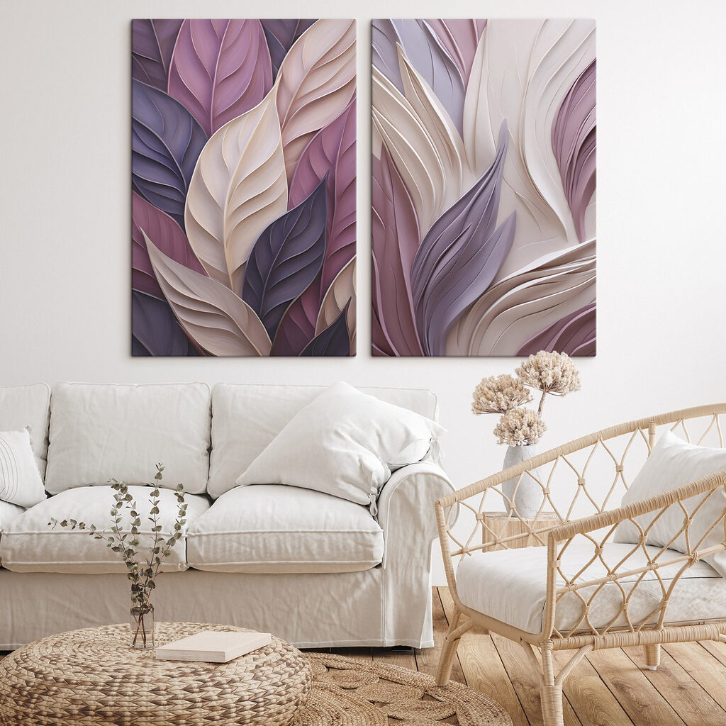 Hojas en pliegues lilas — interior 2