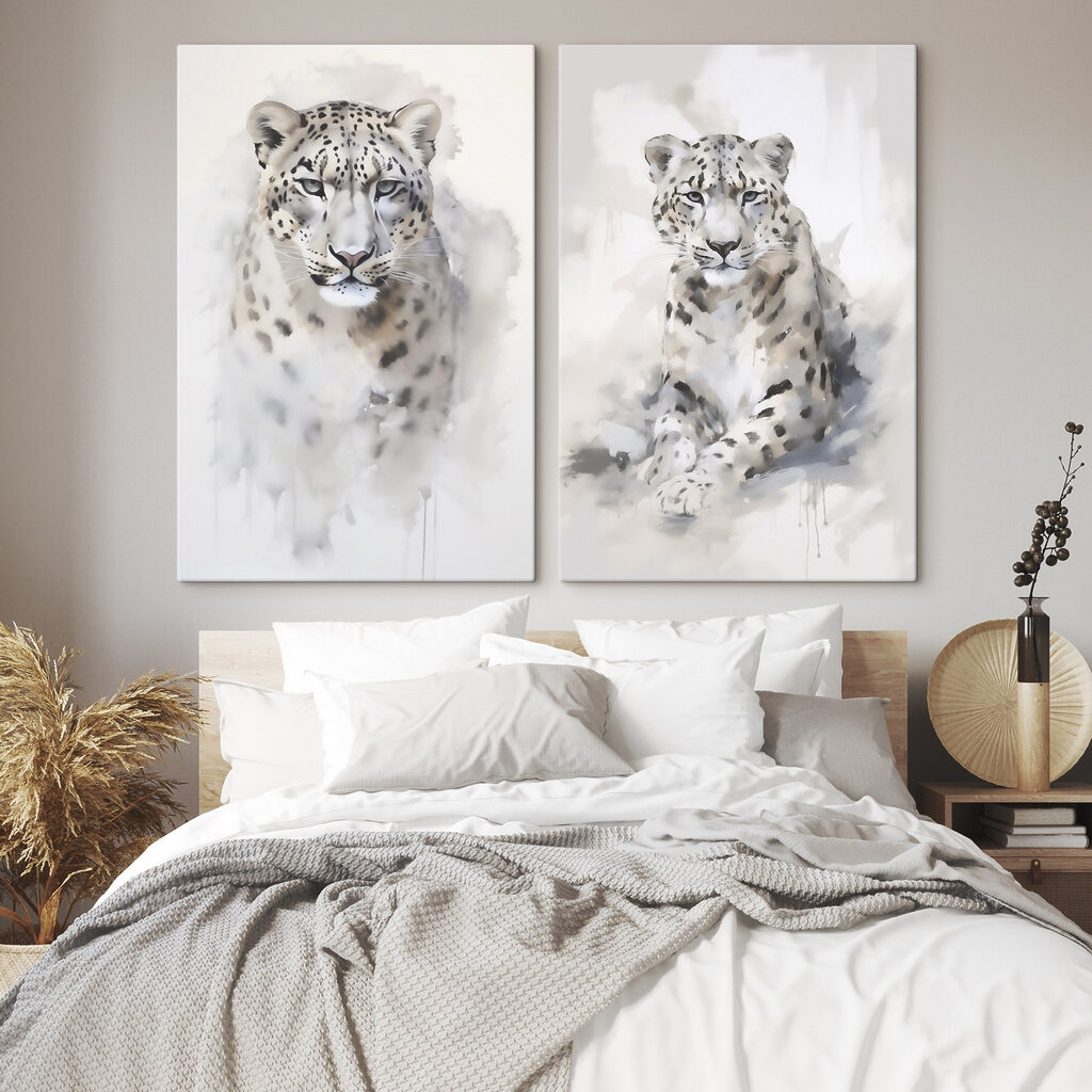 Grandes felinos en invierno en un interior