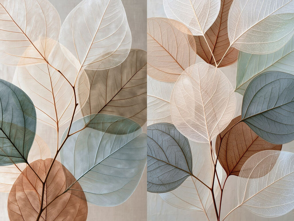 Ramas de hojas transparentes — diseño completo