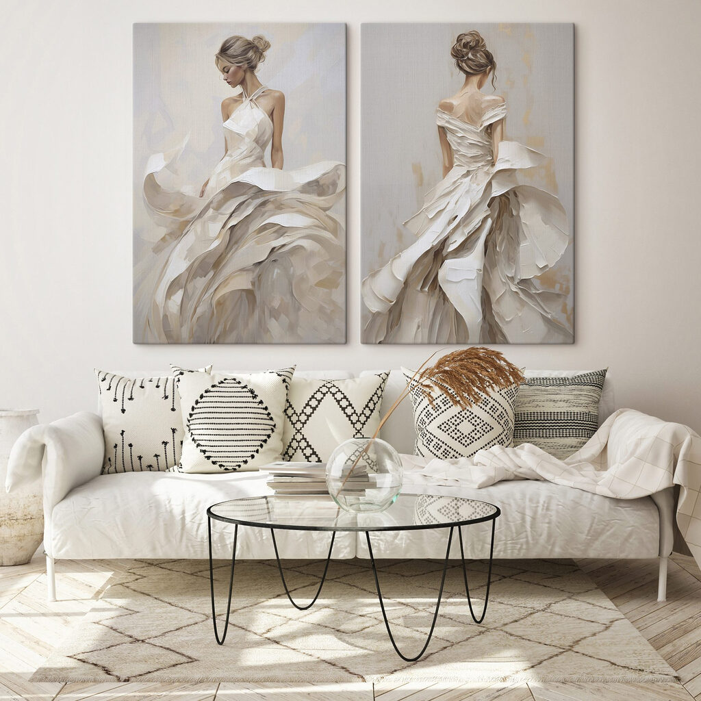 Vestidos en movimiento en un interior