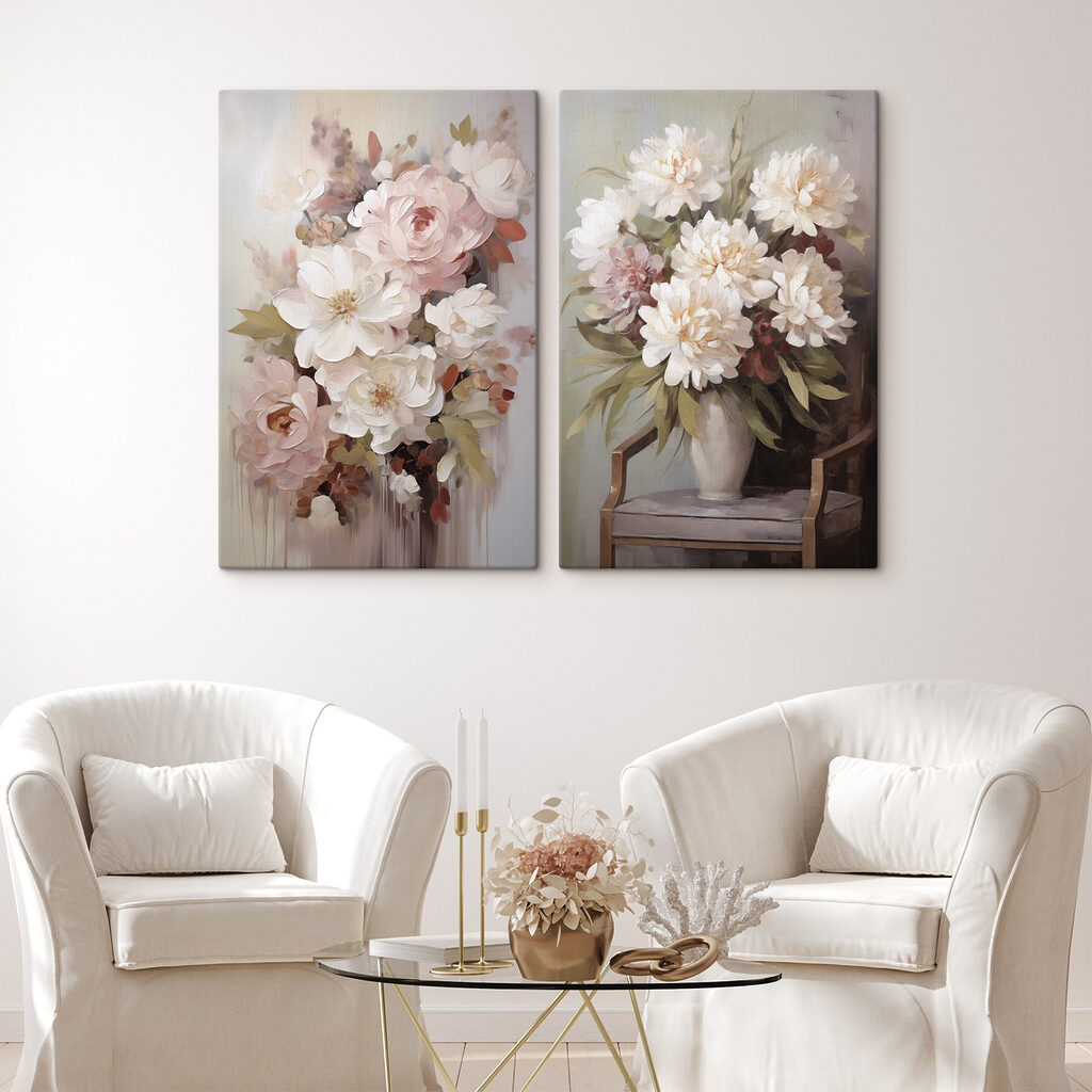 Ramos de flores sencillas en un interior