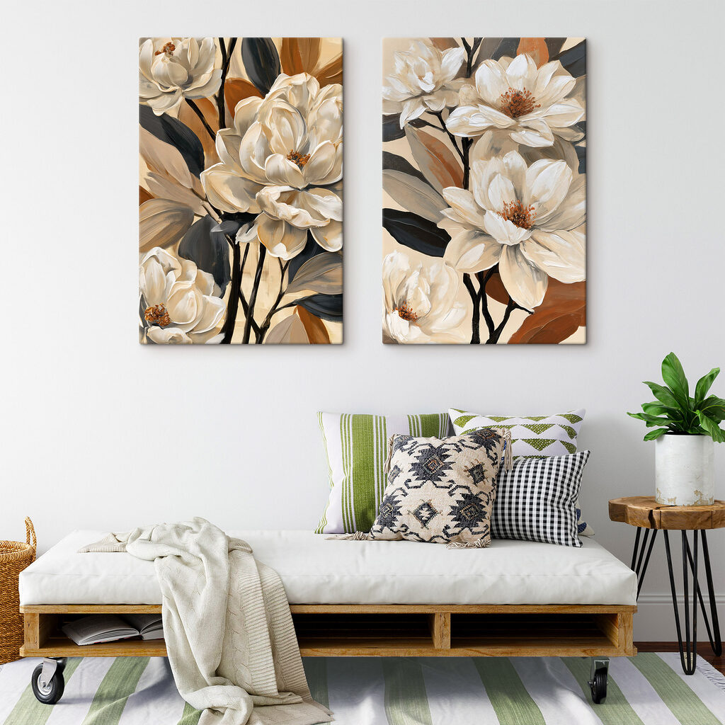 Flores blancas con sombra en un interior