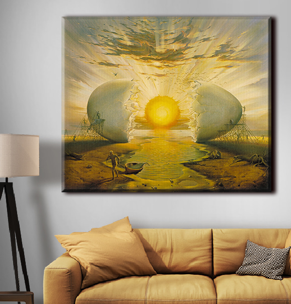 Sol entre cascarones en un interior