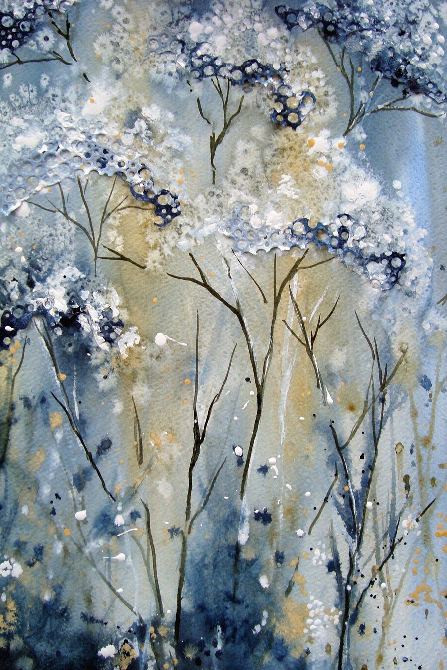 Ramas en flor azul — diseño completo