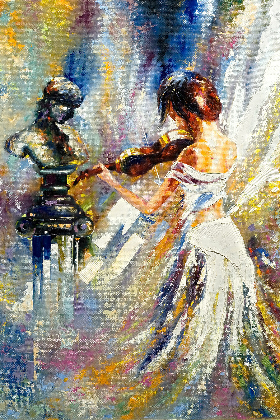 Violinista entre trazos — diseño completo