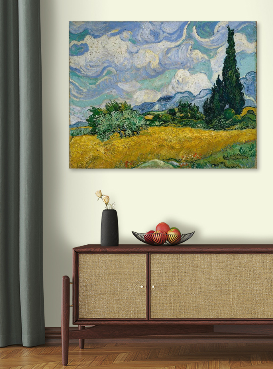 Cipreses bajo nubes giratorias — interior 3