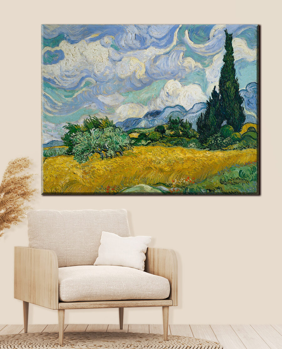 Cipreses bajo nubes giratorias — interior 1