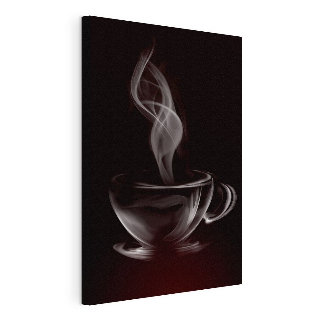 Vapor sobre una taza, lienzo tensado con el borde envolvente