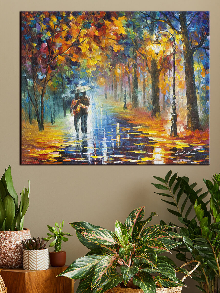 Paseo bajo la lluvia en un interior