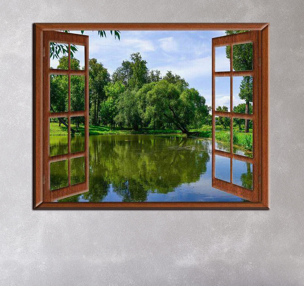 Ventana abierta al agua en un interior