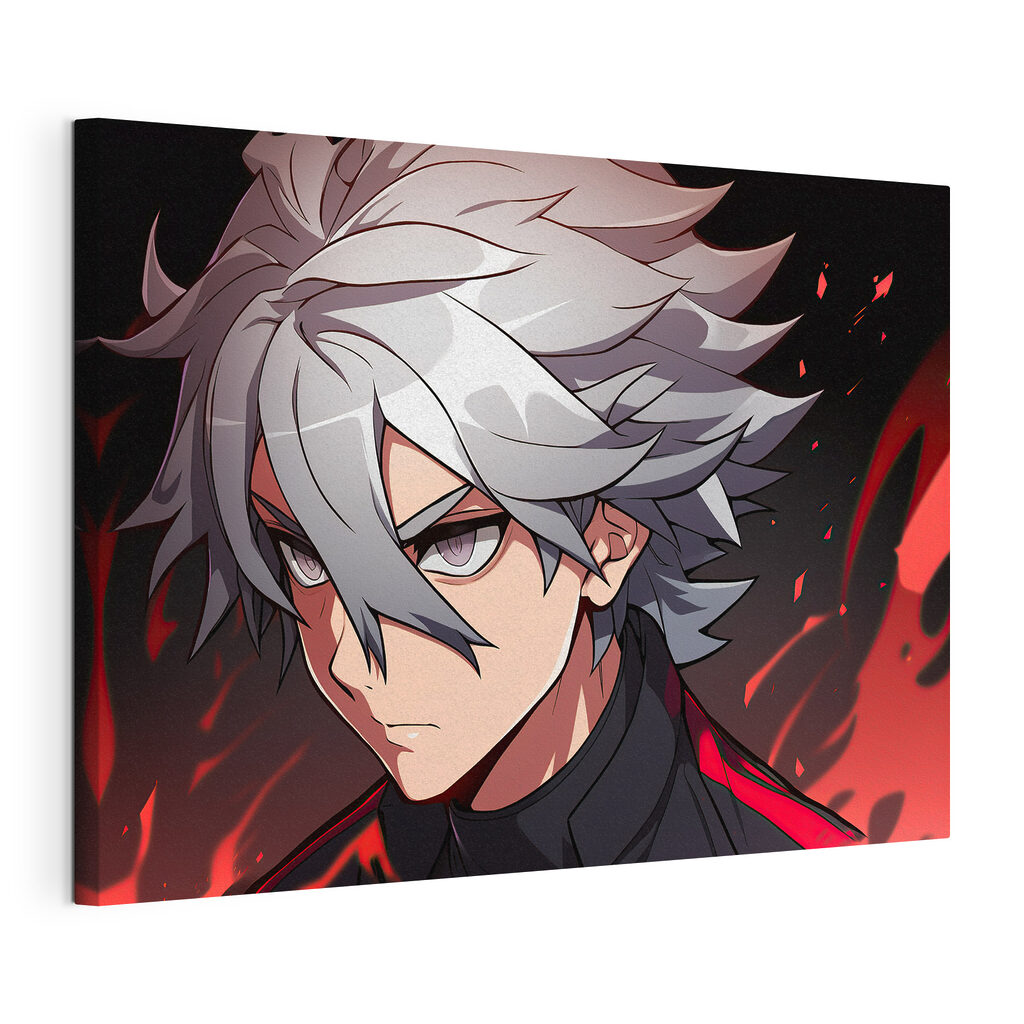 Anime en rojo, lienzo tensado con el borde envolvente