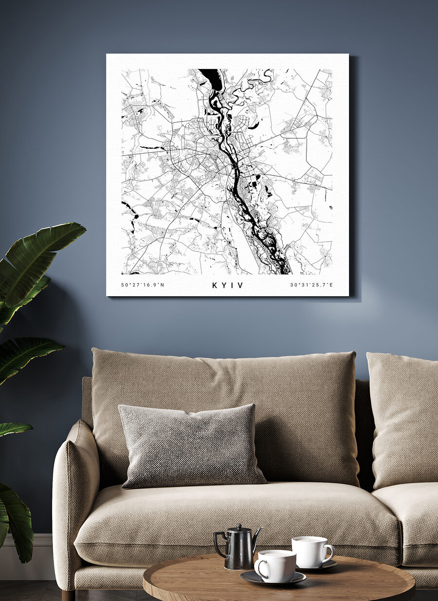 Mapa de Kiev en un interior