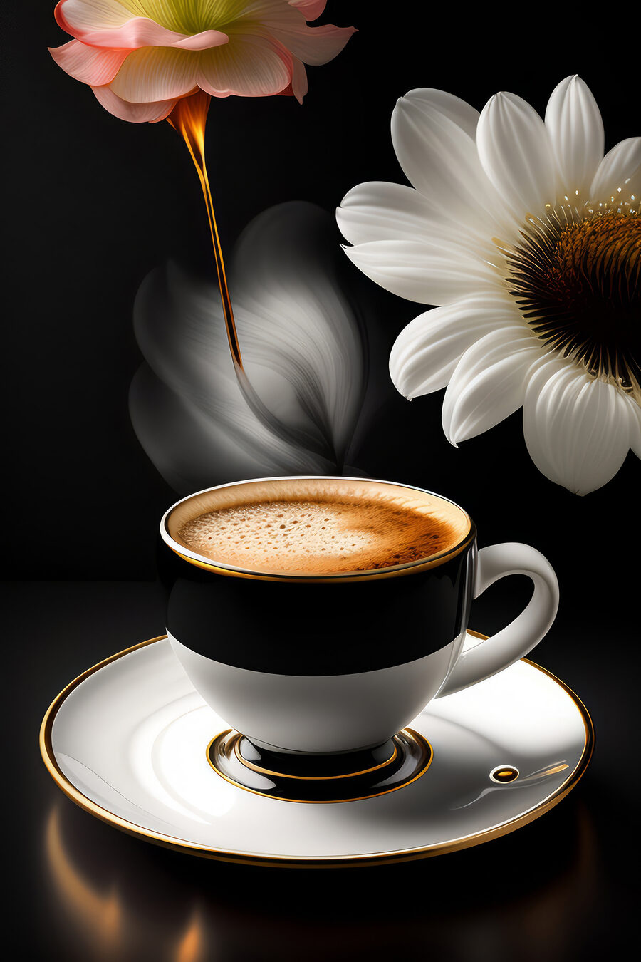 Flores y café negro — diseño completo