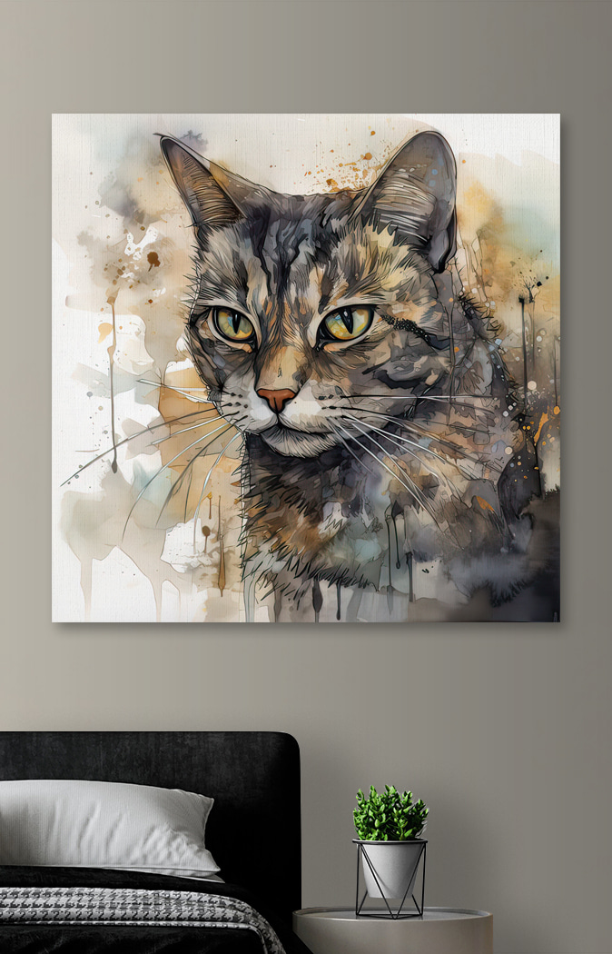 Gato rayado en acuarela — interior 2
