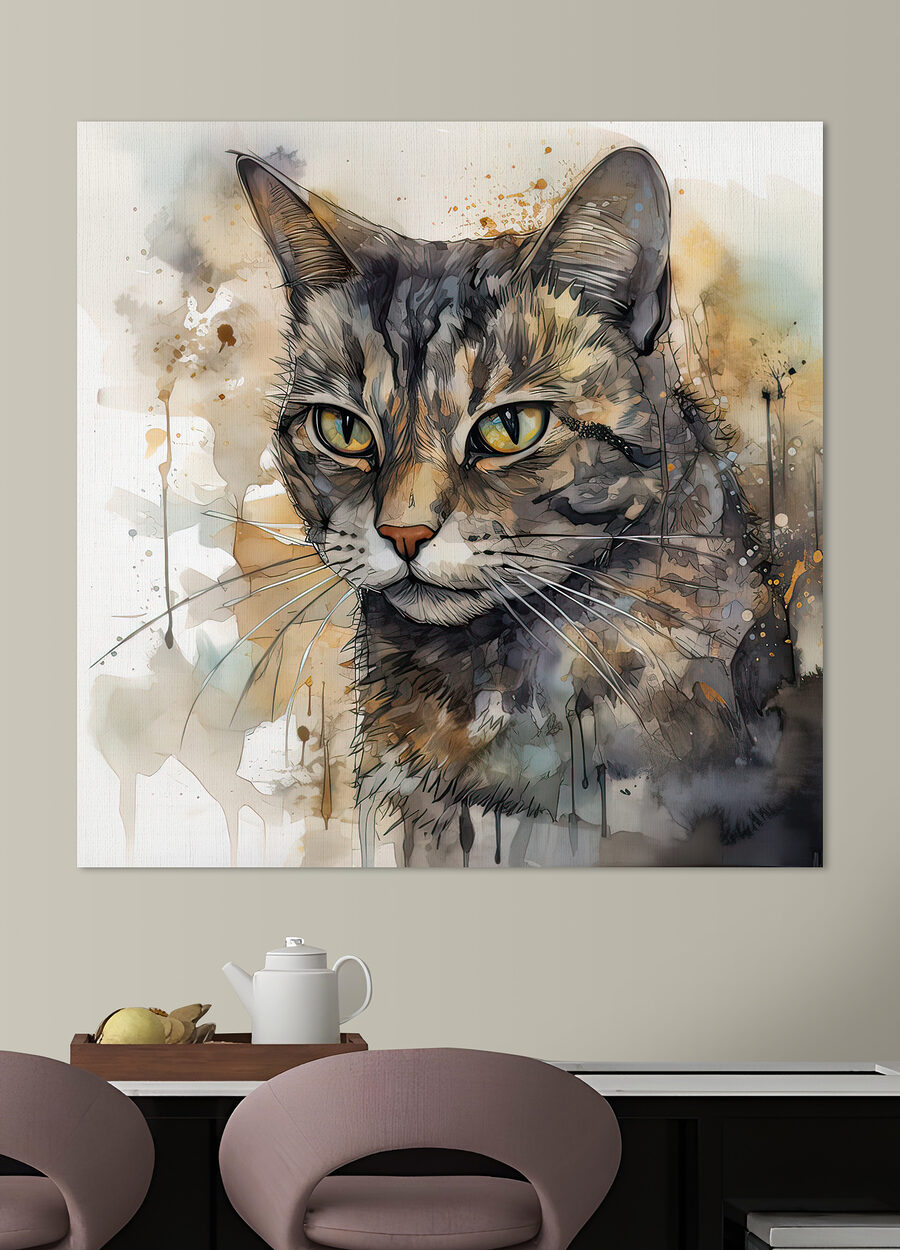 Gato rayado en acuarela — interior 5