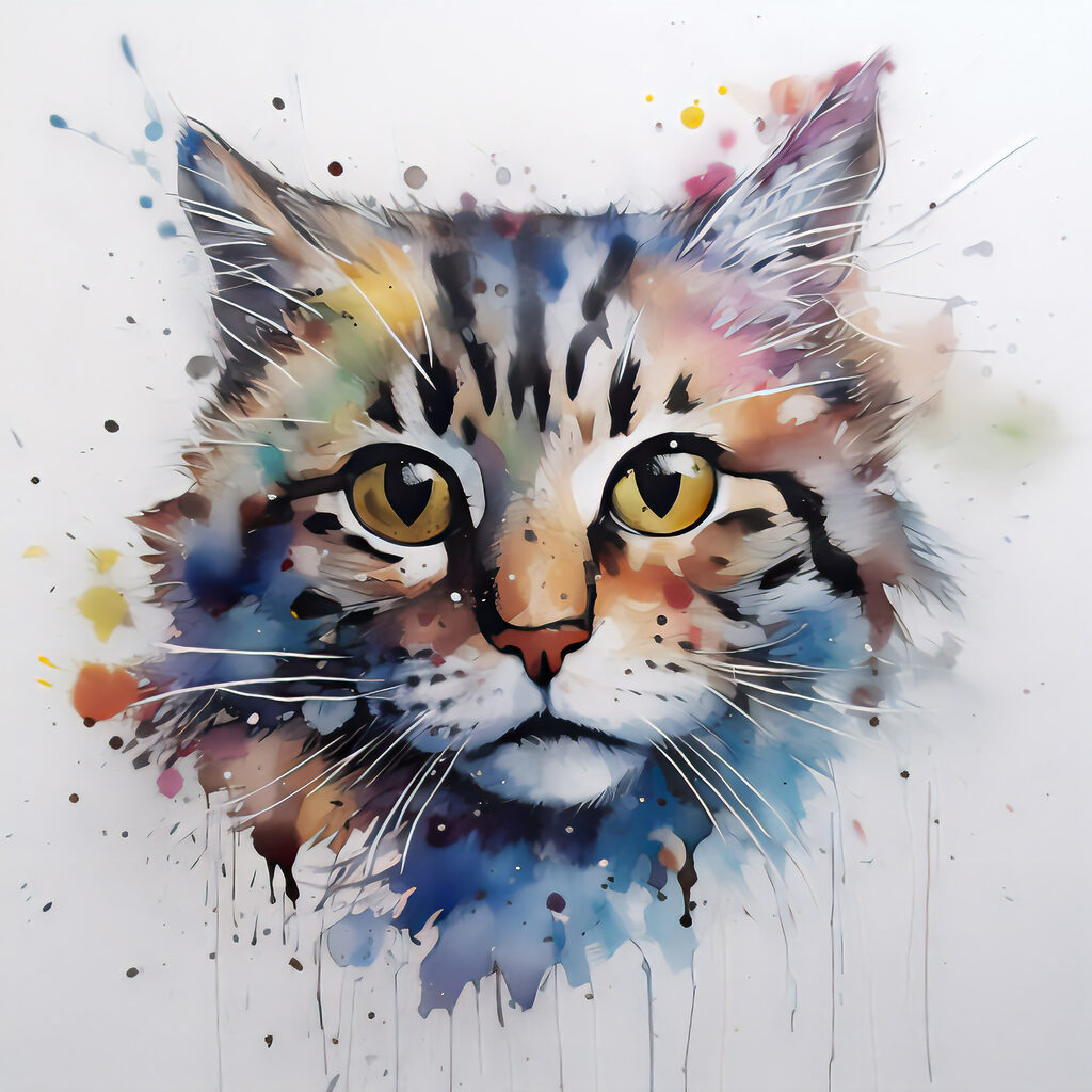 Gatito en acuarela — diseño completo