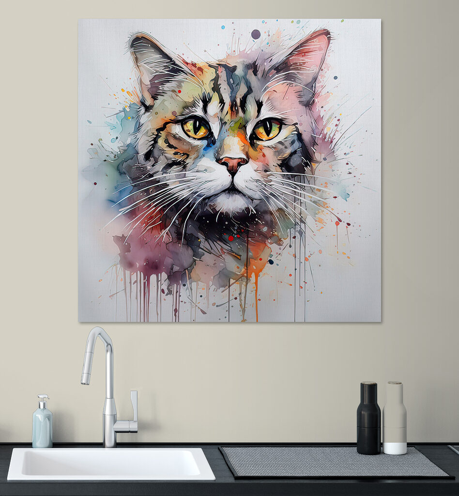 Bigotes de colores en un interior