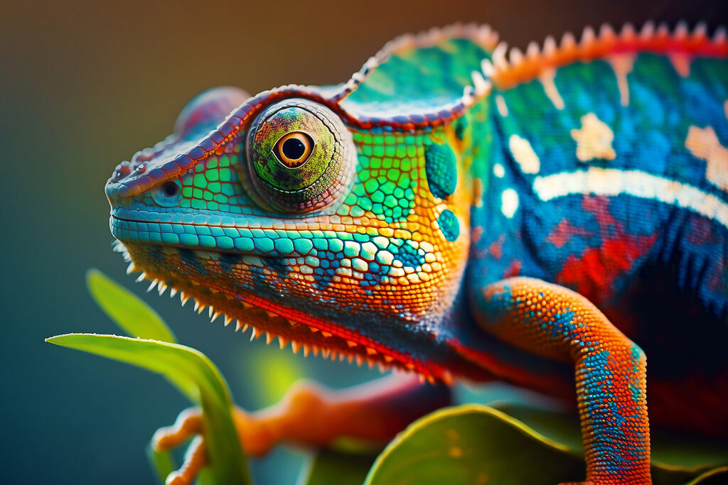 Camaleón en pleno color — diseño completo