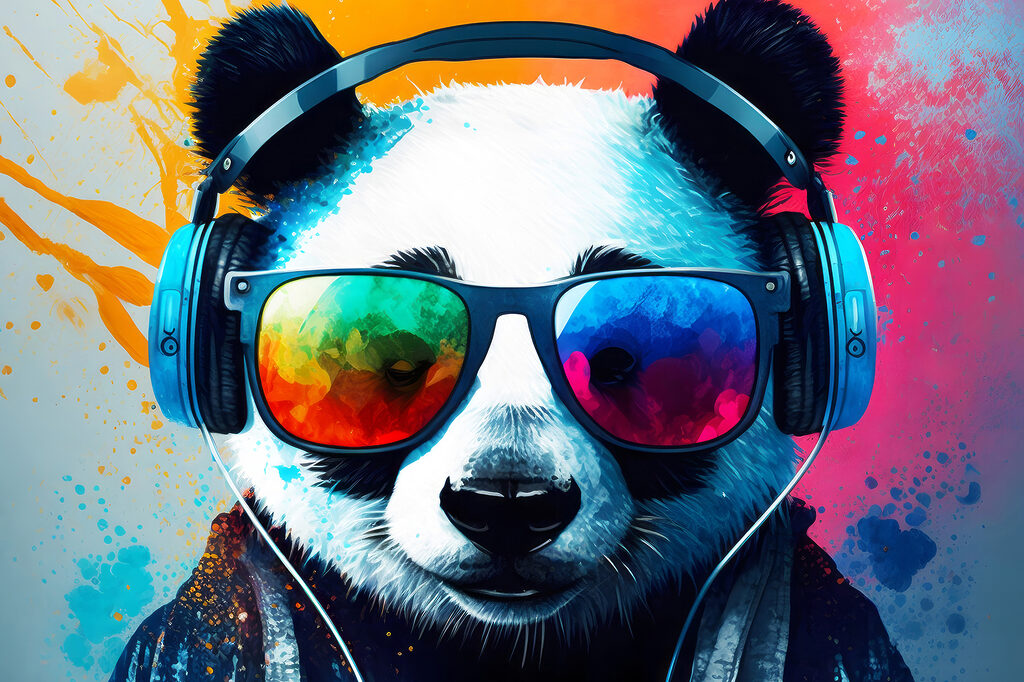 Panda con ritmo propio — diseño completo