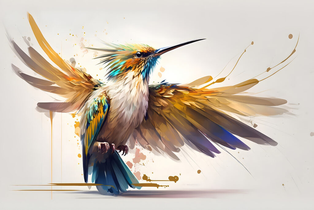 Colibrí de alas abiertas — diseño completo