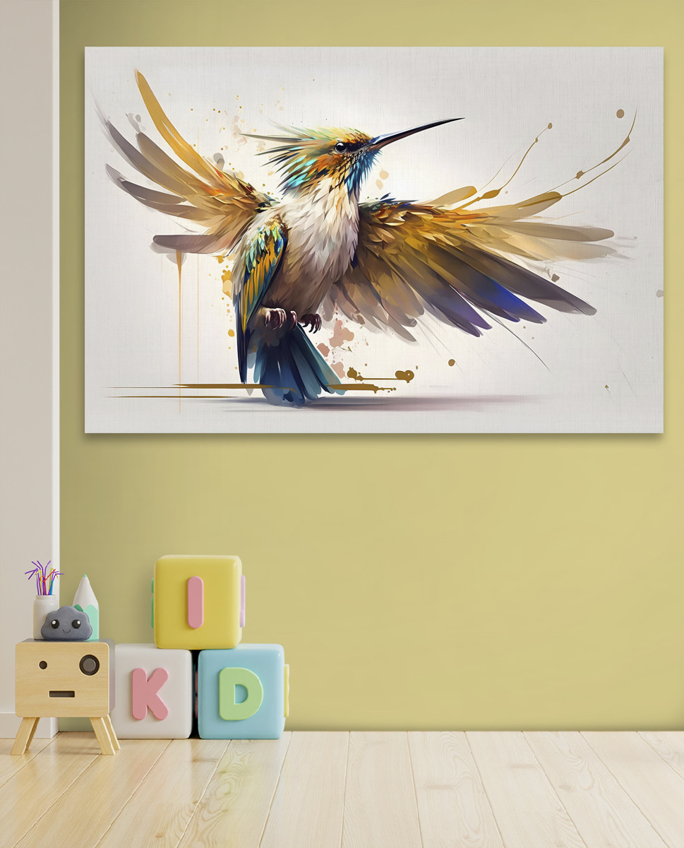 Colibrí de alas abiertas — interior 1