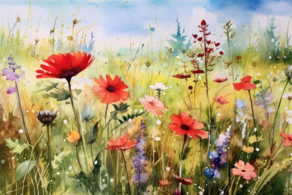 Campo en flor — diseño completo