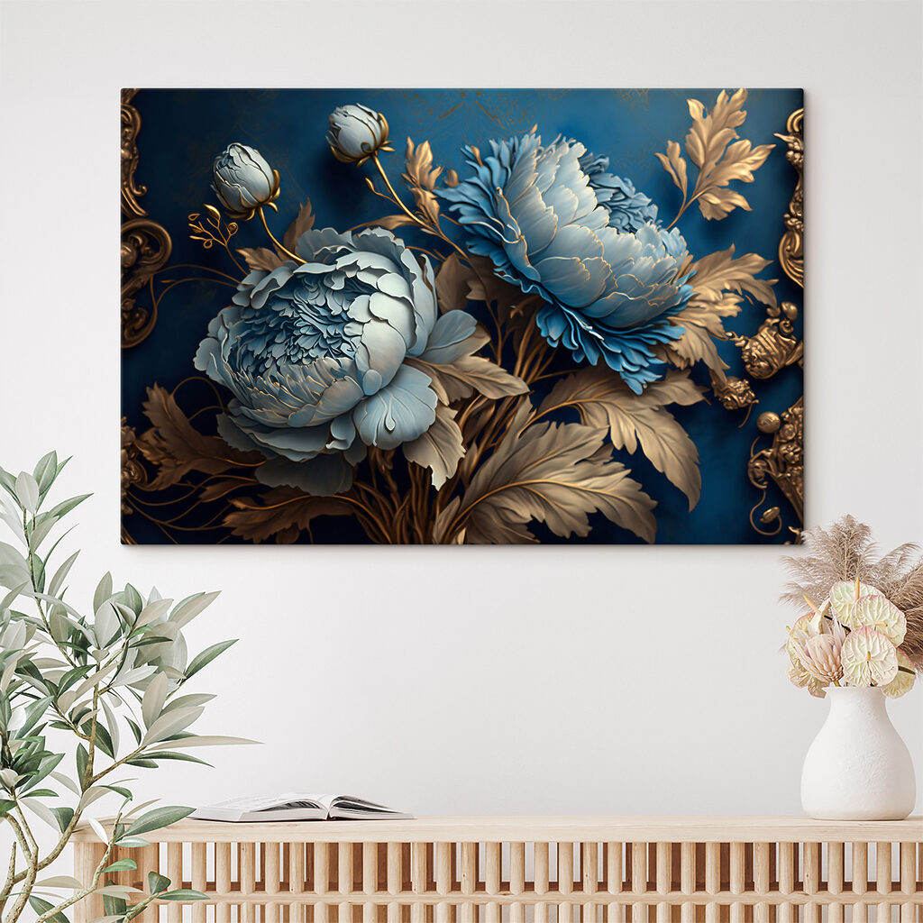 Flores azules, hojas ornamentales — interior 3