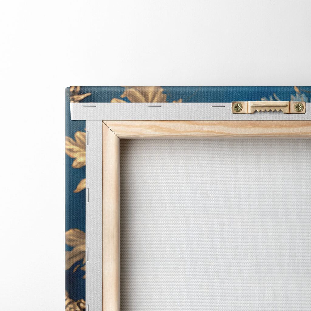 Flores azules, hojas ornamentales — parte trasera