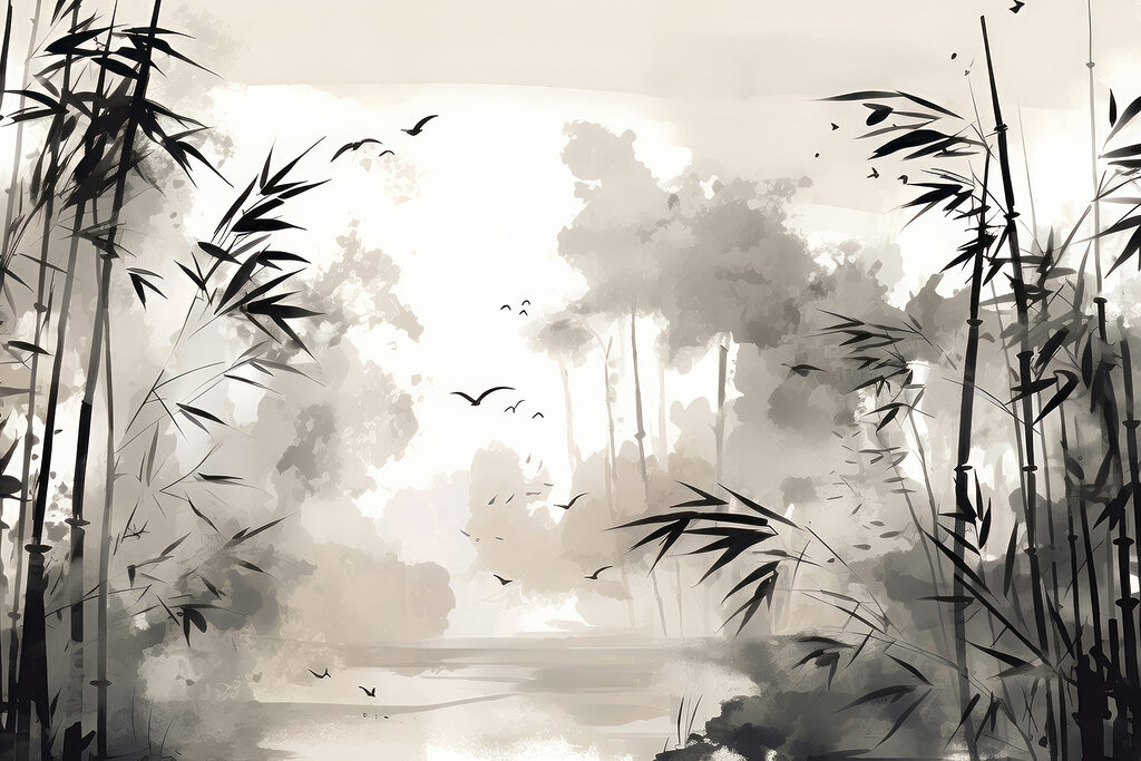 Bambú en la niebla — diseño completo