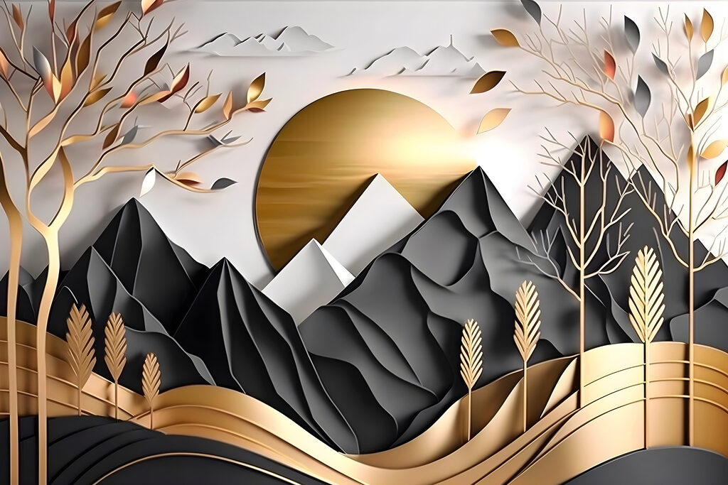 Montañas en capas plegadas — diseño completo