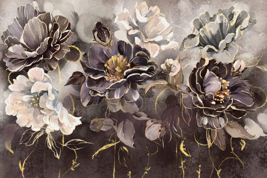 Flores en gris profundo — diseño completo