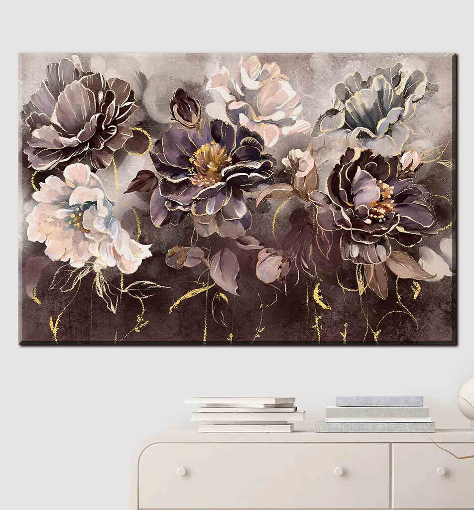 Flores en gris profundo — interior 3