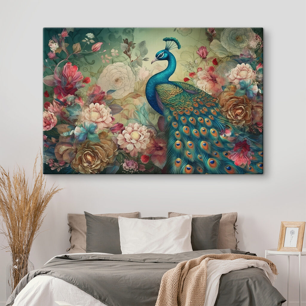 Pavo real en rosal — interior 3
