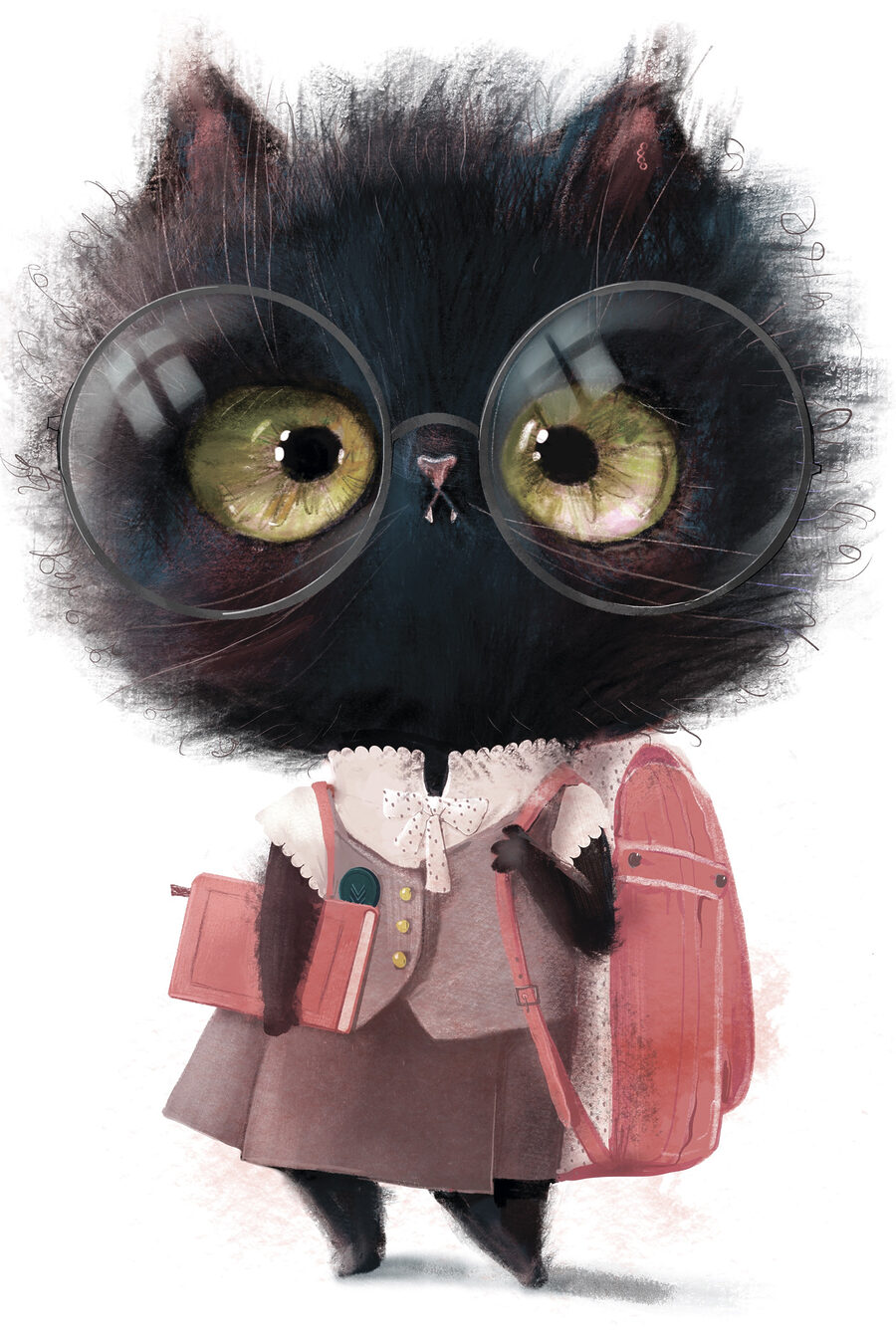 Gatito listo para clase — diseño completo