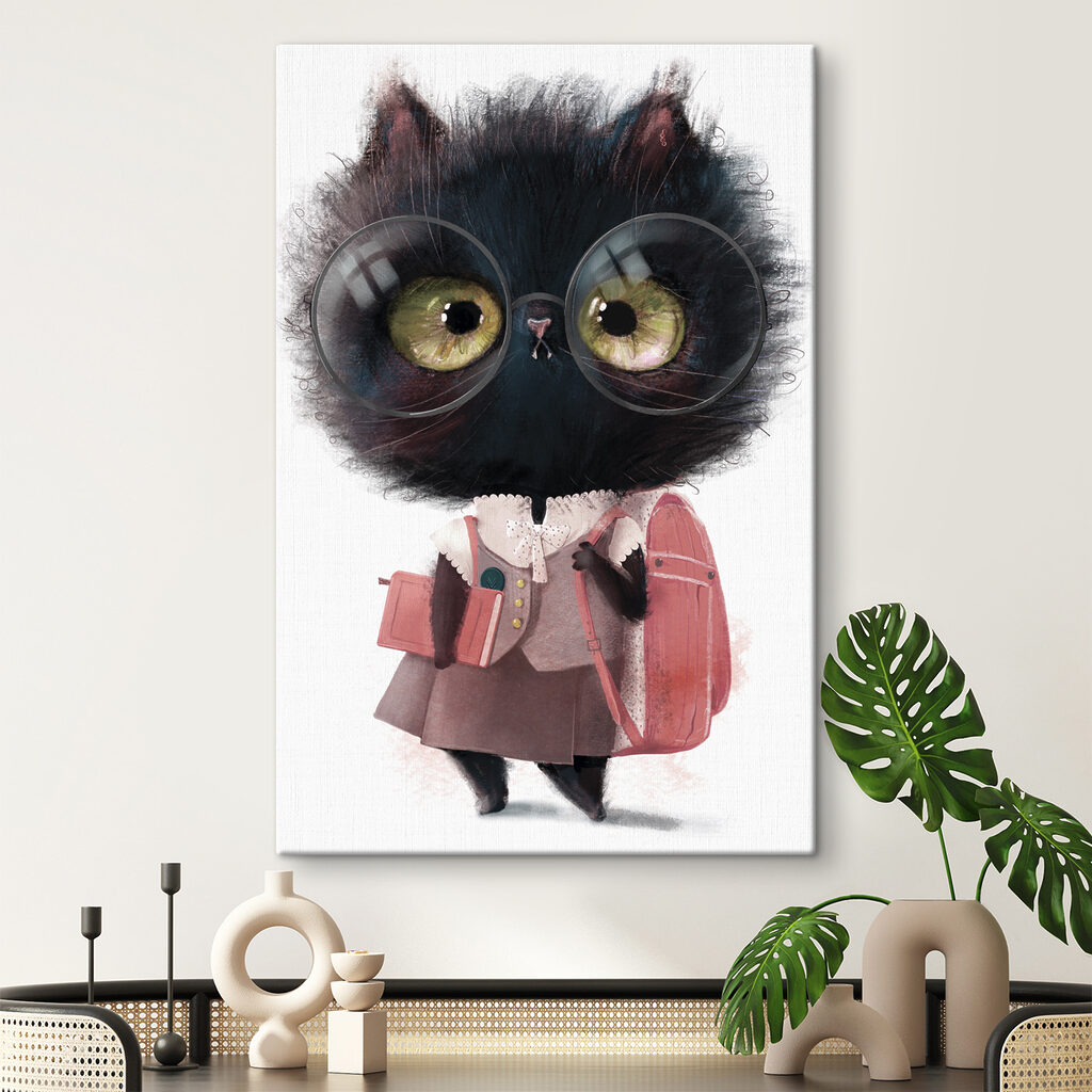 Gatito listo para clase — interior 2