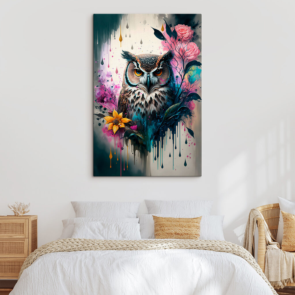 Búho entre rosas pintadas — interior 4