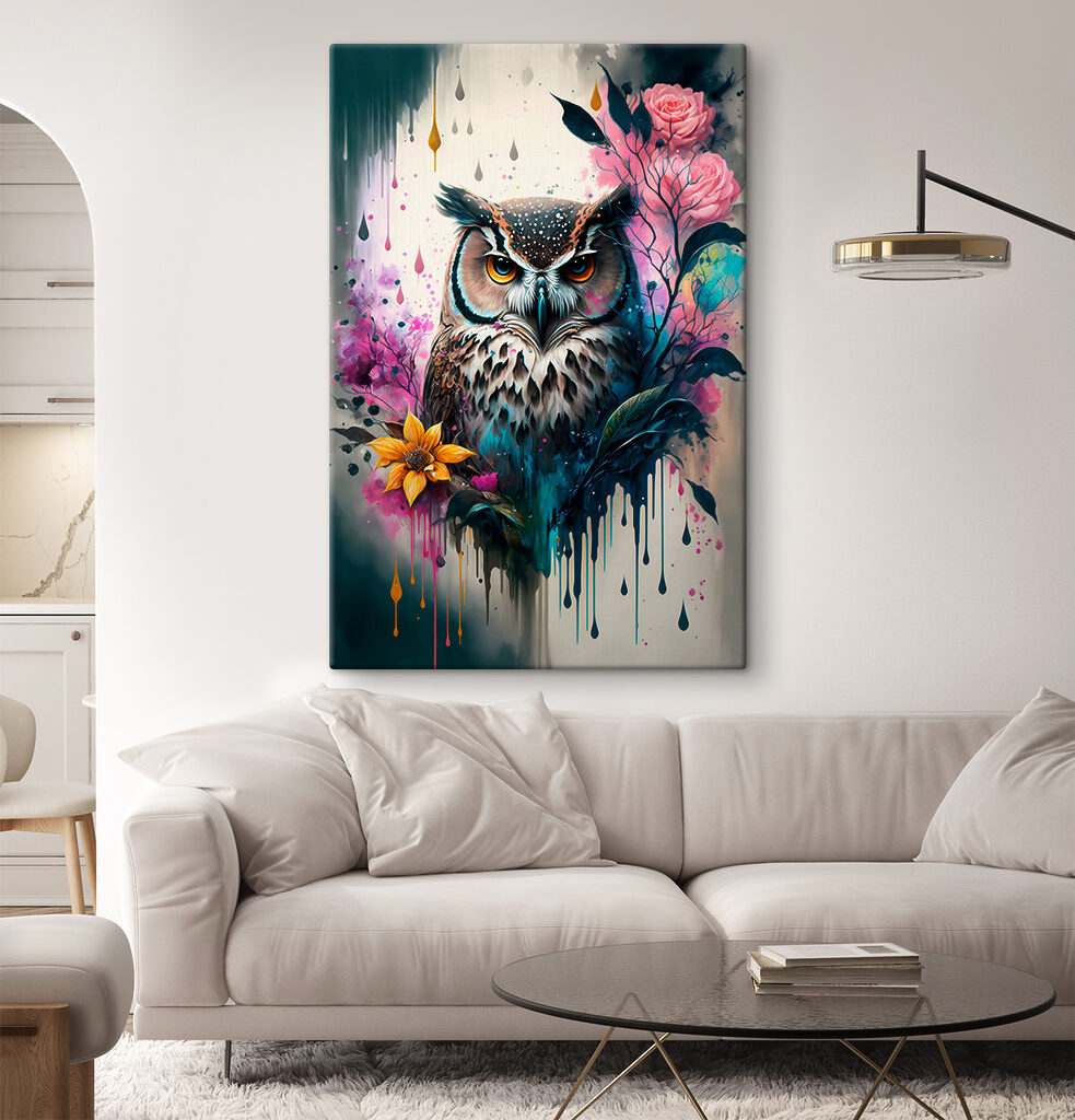 Búho entre rosas pintadas — interior 5