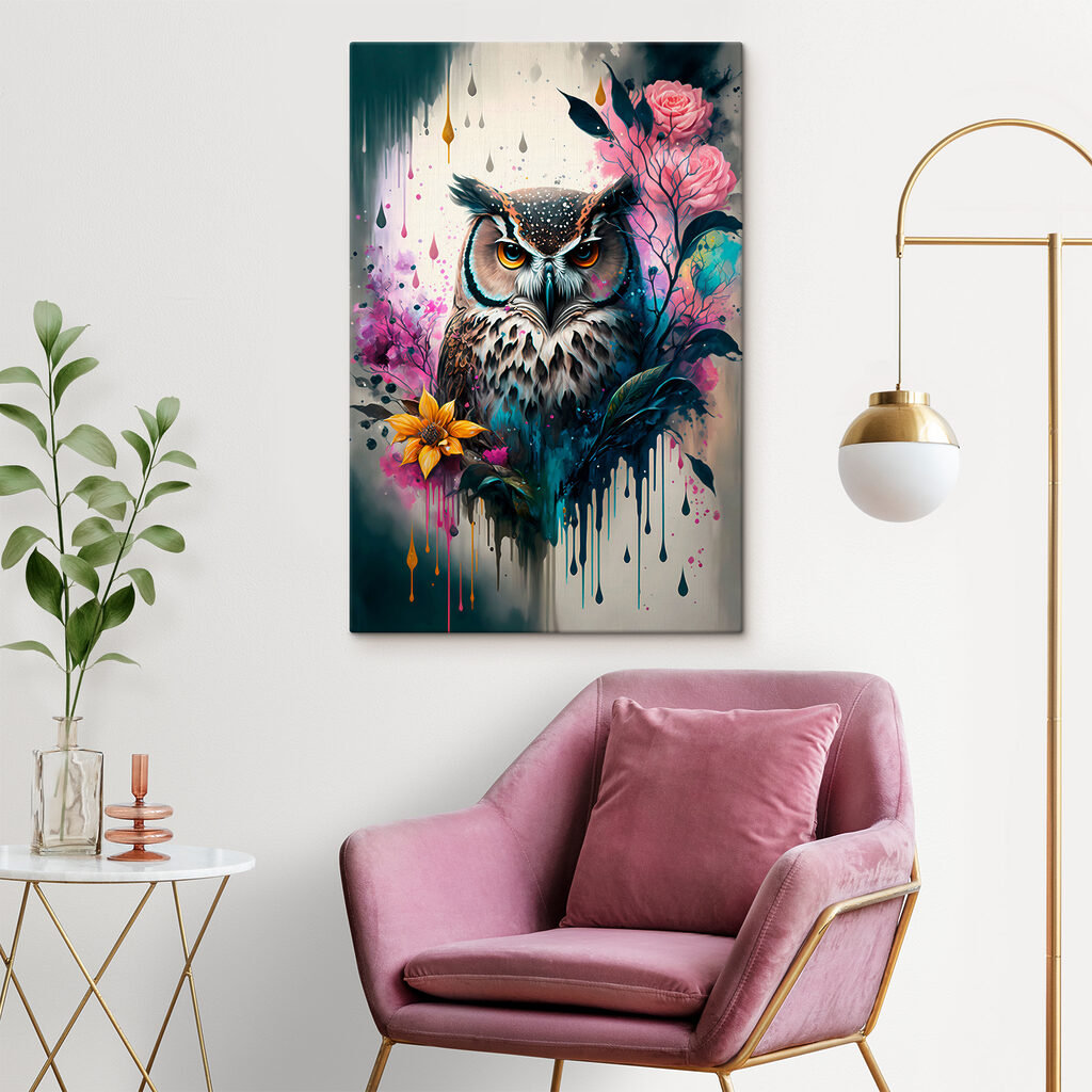 Búho entre rosas pintadas — interior 6