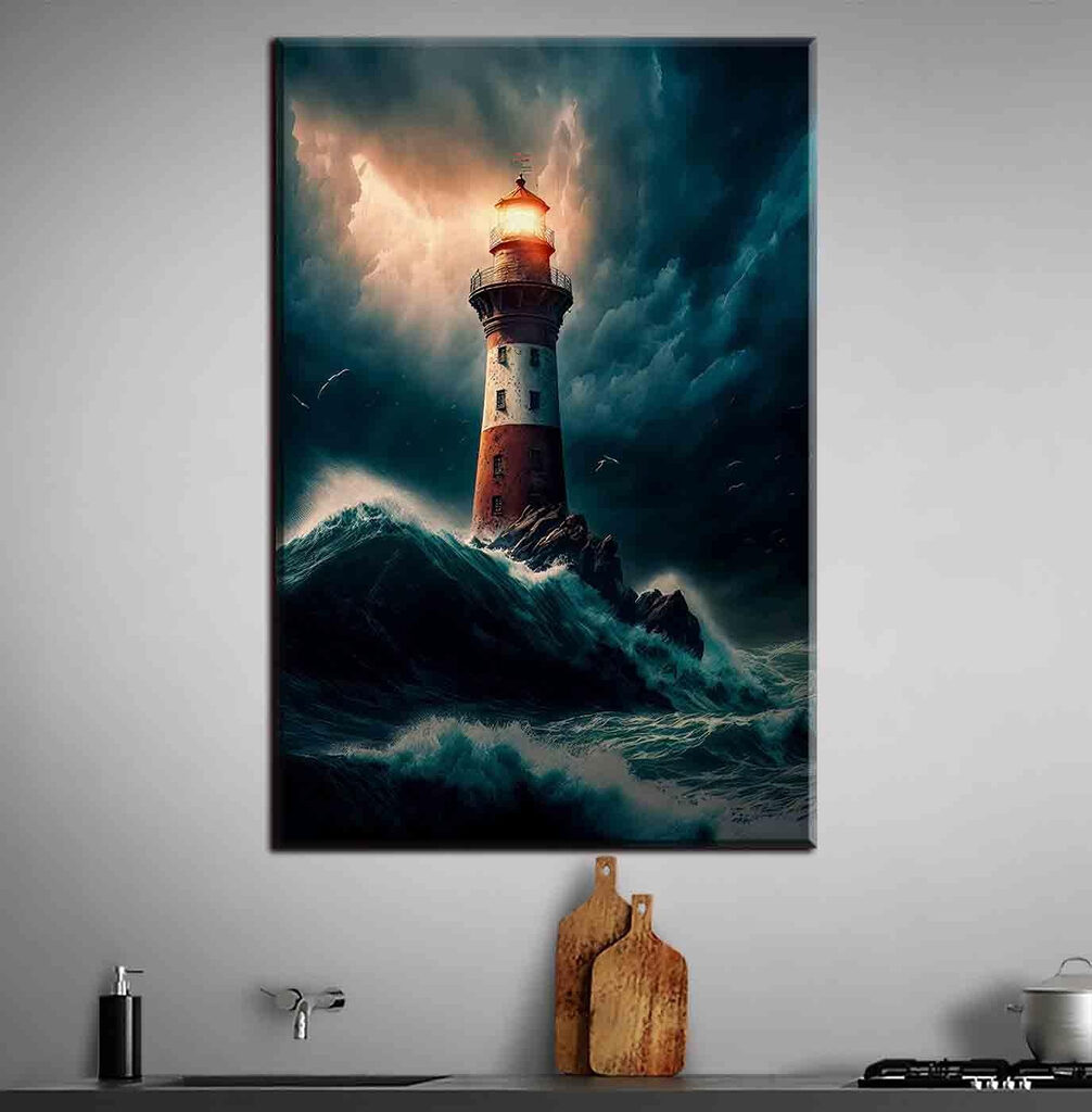 Luz sobre olas altas en un interior